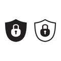 Shield security with lock symbol. Protection, safety, password security vector icon illustration. Firewall access privacy sign. Lo Royalty Free Stock Photo