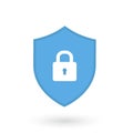 Shield security with lock symbol. Protection, safety, password security vector icon illustration. Firewall access Royalty Free Stock Photo