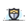 Shield, Security, Motivation  Business Flat Line Filled Icon Vector Banner Template Royalty Free Stock Photo