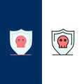 Shield, Security, Secure, Plain  Icons. Flat and Line Filled Icon Set Vector Blue Background Royalty Free Stock Photo