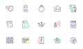 Shield, Settings blueprint and Correct answer line icons for website, printing. For design. Vector
