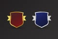 Shield shape badge vector with luxury red and blue colors