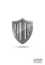A shield-shaped logo design featuring a black and white barcode pattern in the center. The shield Royalty Free Stock Photo