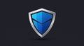 A shield-shaped logo with a metallic silver outline and a gradient blue interior. The blue Royalty Free Stock Photo