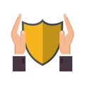 Shield and sheltering hands icon