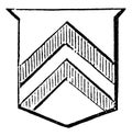 Shield Showing Chevronels have three couple-closes interlaced in base, vintage engraving