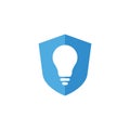 Shield smart with light bulb logo design vector template