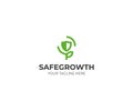 Shield and Sprout Logo Template. Eco Protect Vector Design