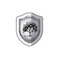 Shield sticker tree with multiple leafy branches