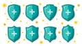 Shield strong prevention security immune icon set