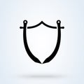 Shield Sword Guardian sign icon or logo. shield and sword concept. Classic sword and shield vector illustration