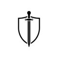 Shield with sword icon vector illustration Royalty Free Stock Photo