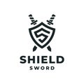 Shield Sword Initials logo design vector inspiration Royalty Free Stock Photo