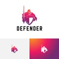 Shield Sword Knight Defender Spartan Soldier Warrior Mascot Logo Royalty Free Stock Photo