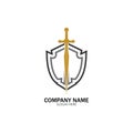 Shield and Sword logo icon design template.Guardian icon.security element