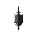 Shield and sword logo, weapon of the medieval knight, Historical Medieval Battles tournament emblem