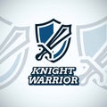 Shield and Sword mascot e-sport simple vector Logo. Knight Warrior logo for game squad