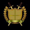 Shield with Swords, Scroll, and Olive Branch