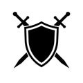 Shield and swords. Vector icon