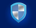 Shield symbol displayed on a futuristic interface - Security and