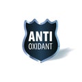 Shield symbol with the words Antioxidant, vector icon