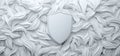 shield symbolizing cybersecurity and data protection is set against textured background of white leaves, conveying sense of Royalty Free Stock Photo