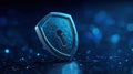 Shield symbolizing security with a lock on a digital background showcasing technology and protection for data privacy Generative Royalty Free Stock Photo