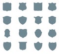 A set of 16 silhouettes of shields Royalty Free Stock Photo
