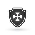 Shield of Templar Knights. Cross of the Templars. Isolated on white. Vector illustration isolated on white background