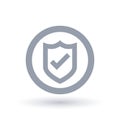 Shield tick icon. Secure badge checkmark symbol.