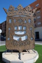 Shield of the town in a square in Biar, Alicante, Spain Royalty Free Stock Photo