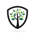 seed tree shield logo vector icon