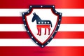 Shield with USA symbol flag colors icon logo vector Royalty Free Stock Photo