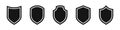Shield vector icons set. Shield shapes. Protection shield icons. Silhouette style vector icon set Royalty Free Stock Photo