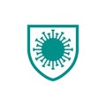 Shield virus corona logo vector design Royalty Free Stock Photo