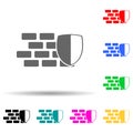 shield and wall multi color style icon. Simple glyph, flat vector of cyber security icons for ui and ux, website or mobile Royalty Free Stock Photo