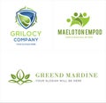 Set of green natural health people logo design Royalty Free Stock Photo