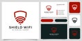 Shield wifi logo design and business card