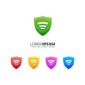 Shield wifi security colorful illustration logo