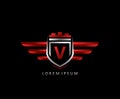 Shield Wing Letter V Icon Design, Automotive Icon Concept