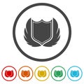 Shield Wing Logo. Set icons in color circle buttons Royalty Free Stock Photo