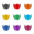 Shield wing logo. Set icons colorful Royalty Free Stock Photo