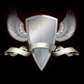 Shield with wings and banner. Royalty Free Stock Photo