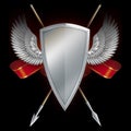 Shield with wings and spears. Royalty Free Stock Photo