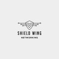 shield wings technology logo design internet defender symbol sign icon