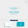 shield wings technology logo design internet defender symbol sign icon