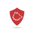 Shield and wolf icon with shadow