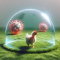 Shielded by Light A Dome-Covered Chicken House Representing Immune Strength, Vaccination Efficacy, and Pathogen Defense Royalty Free Stock Photo