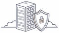 Shielded server data center. Fortified security. vector design Generative AI Royalty Free Stock Photo