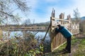 Shielding barrier for birdwatching, Brabbia marsh, province of Varese, Italy Royalty Free Stock Photo